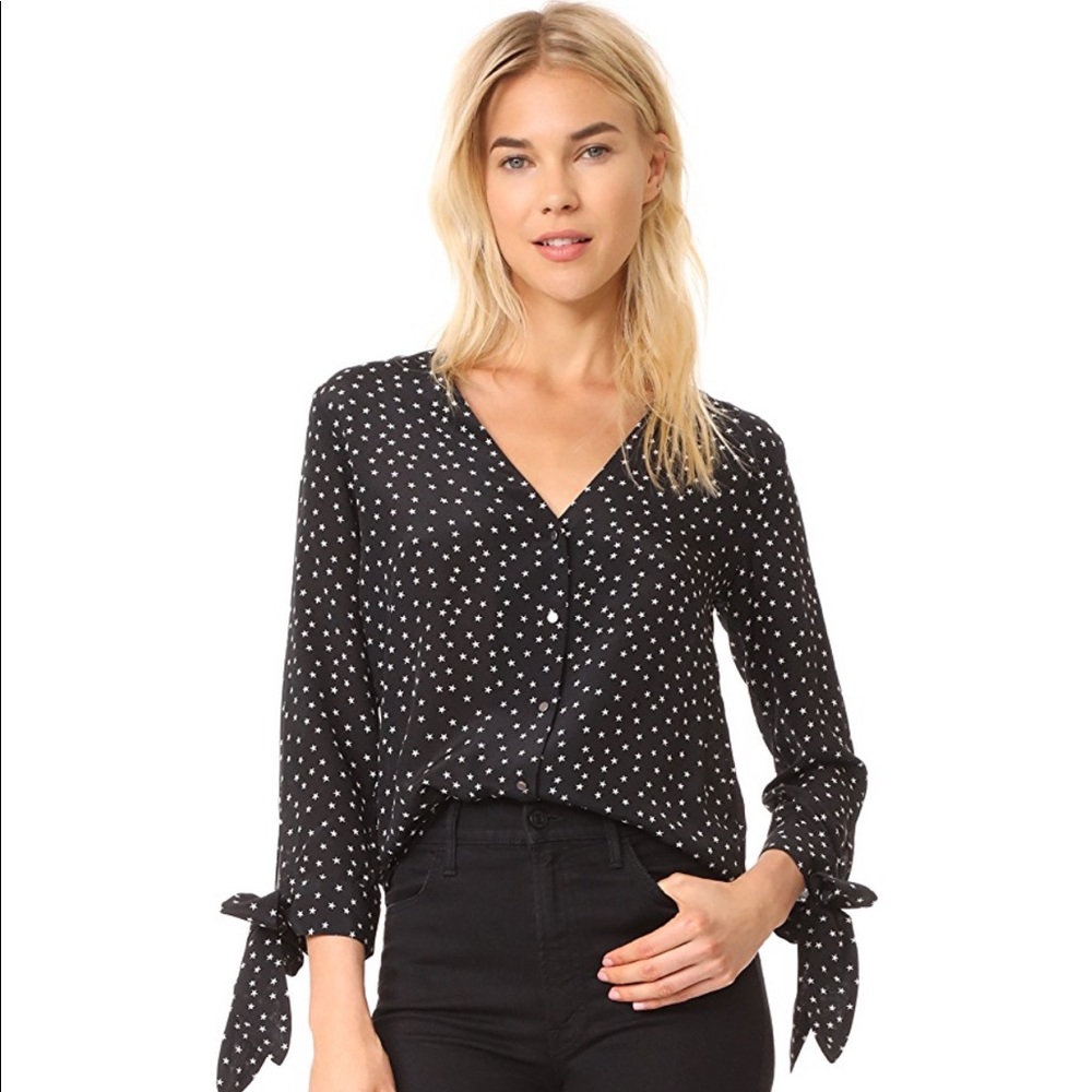Madewell Silk Scatter Tie Sleeve Top